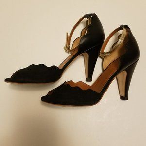 Like New Anthro Peep Toe Pumps